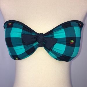 Tommy Hilfiger Teal Checkered Bandeau Bikini Top - Size Small